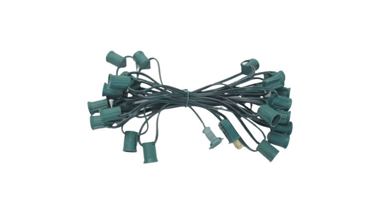 50′ Green String C7 – LED Clear Bulb String Lights Kit | Rental