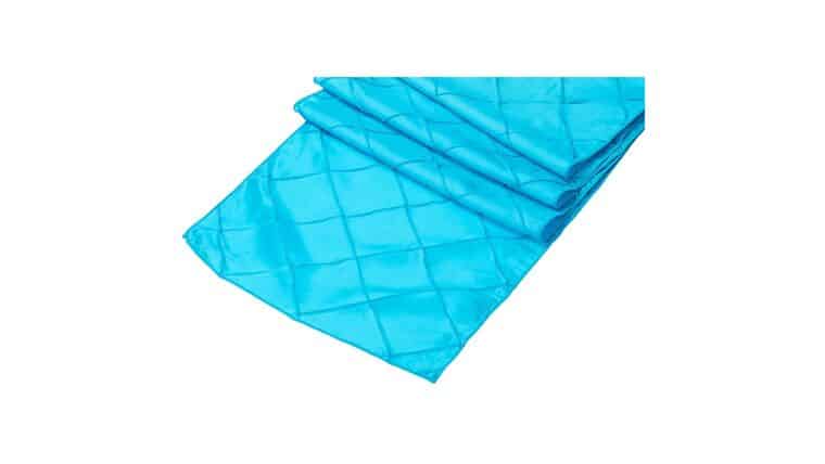 Pintuck Table Runner – Aqua Blue | Rental
