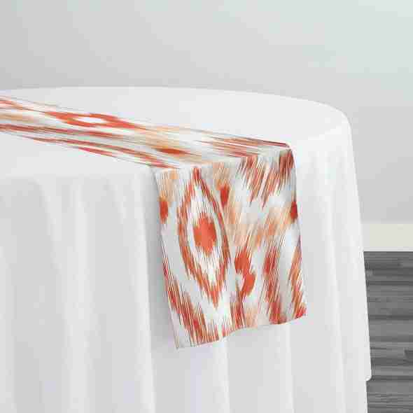 Cosmo Print (Dupioni) Table Runner in Orange | Rental Cosmo Print (Dupioni) Table Runner in Orange | Rental