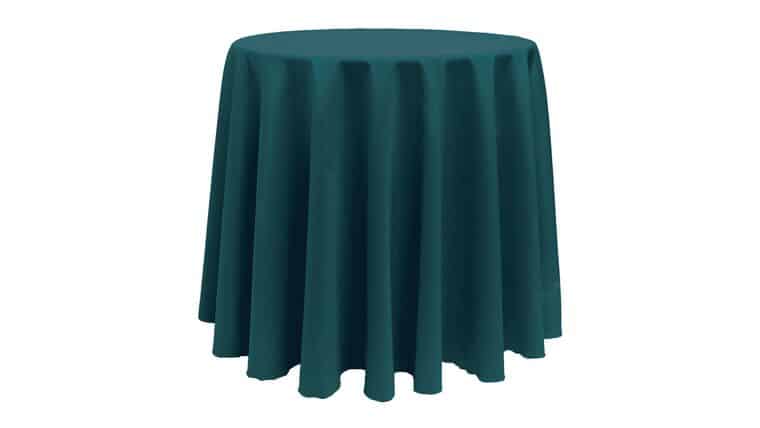 Polyester | Teal | 132″ Round Tablecloth Rental | Rental