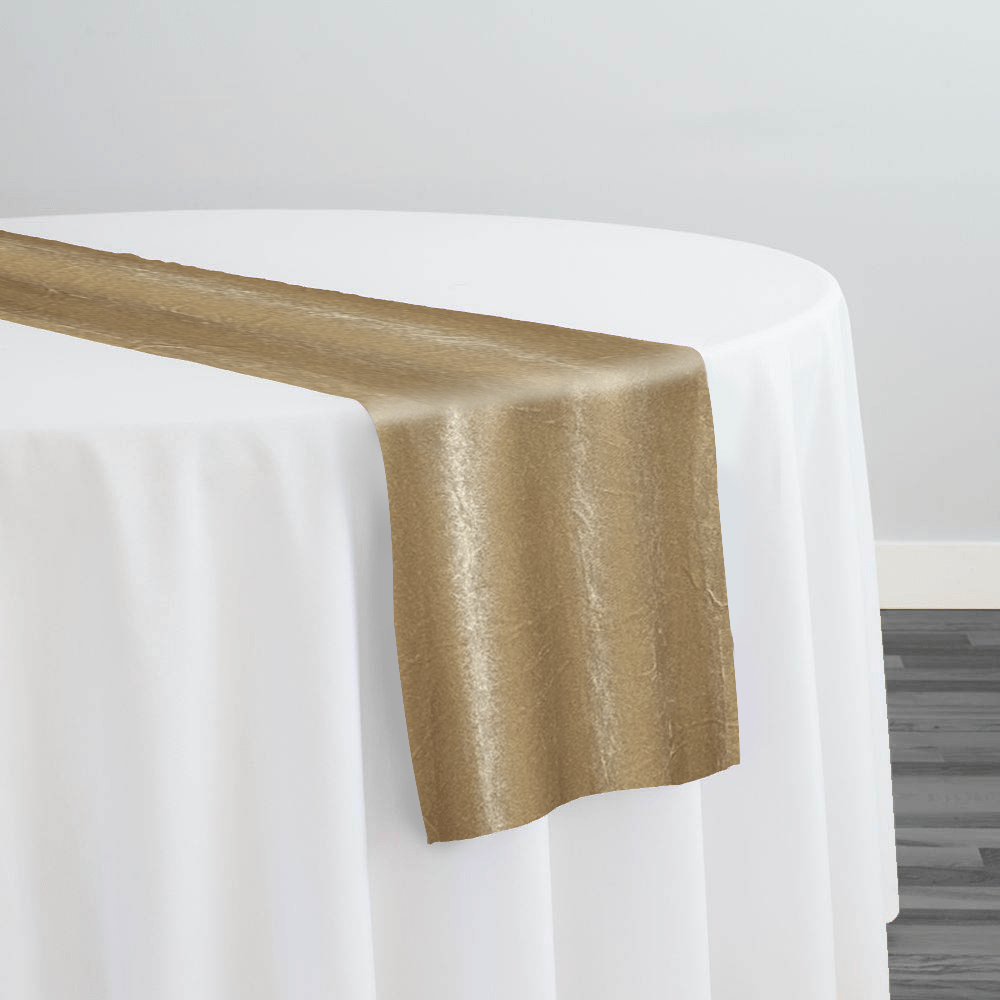 Luxury Plush Velvet Table Runner in Champagne | Rental