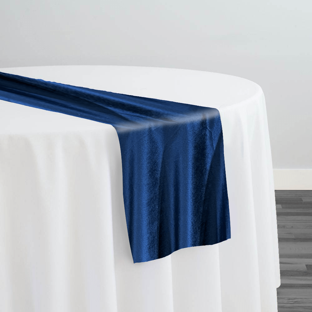 Luxury Plush Velvet Table Runner in Navy | Rental