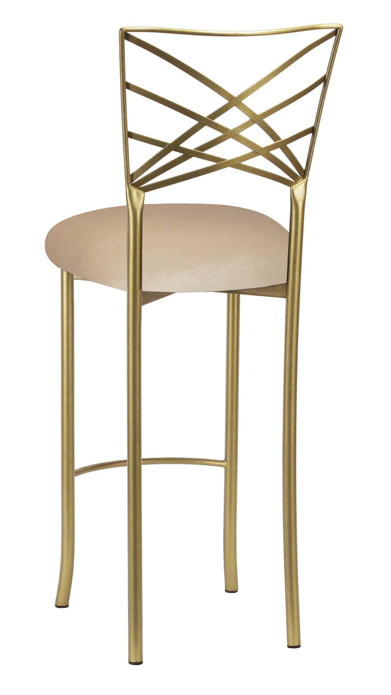 Gold Fanfare Barstool with Champagne Velvet Cushion – Chameleon Chair Collection | Rental