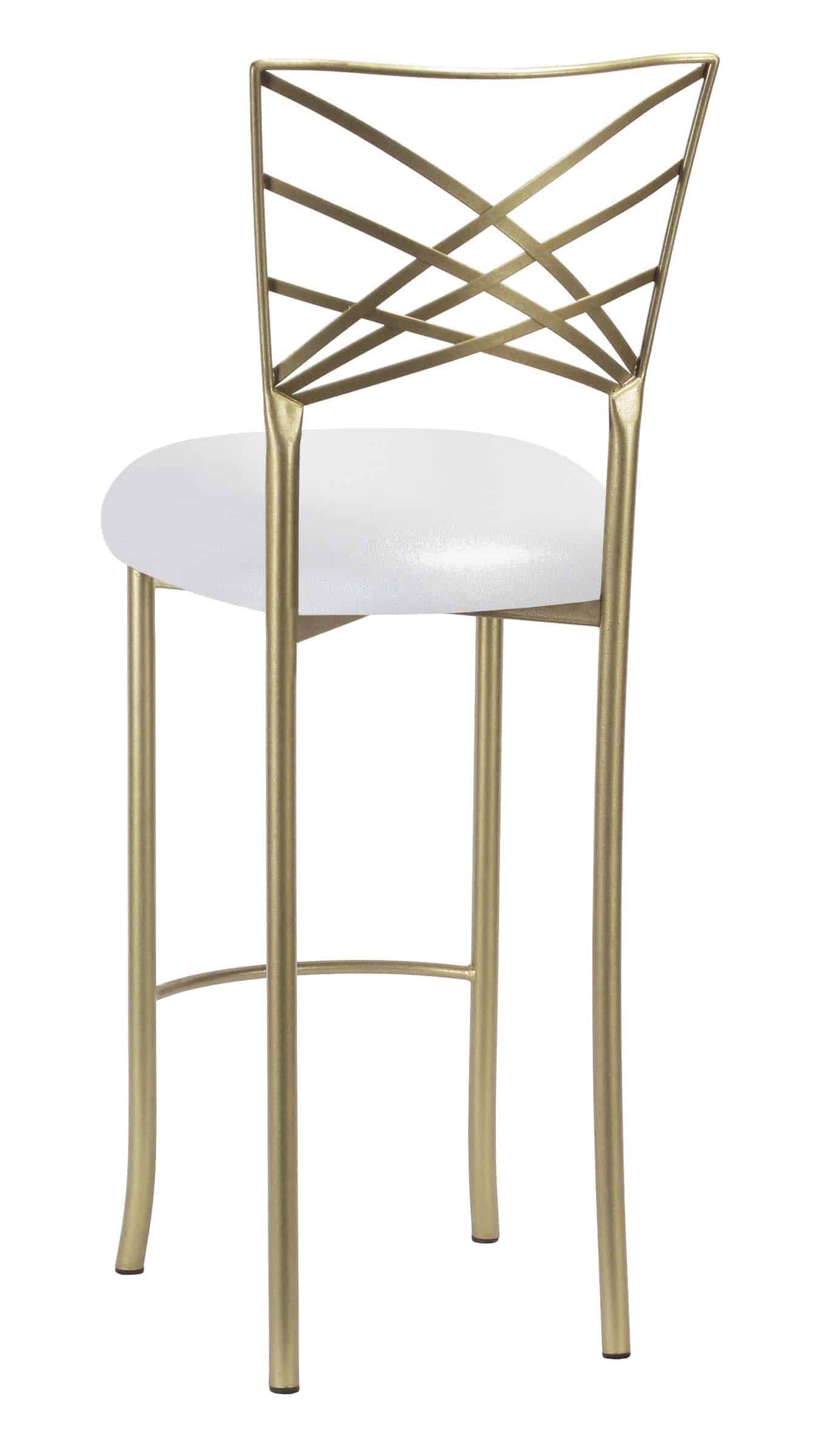 Gold Fanfare Barstool with Metallic Silver on White Stretch Knit Cushion – Chameleon Chair Collection | Rental