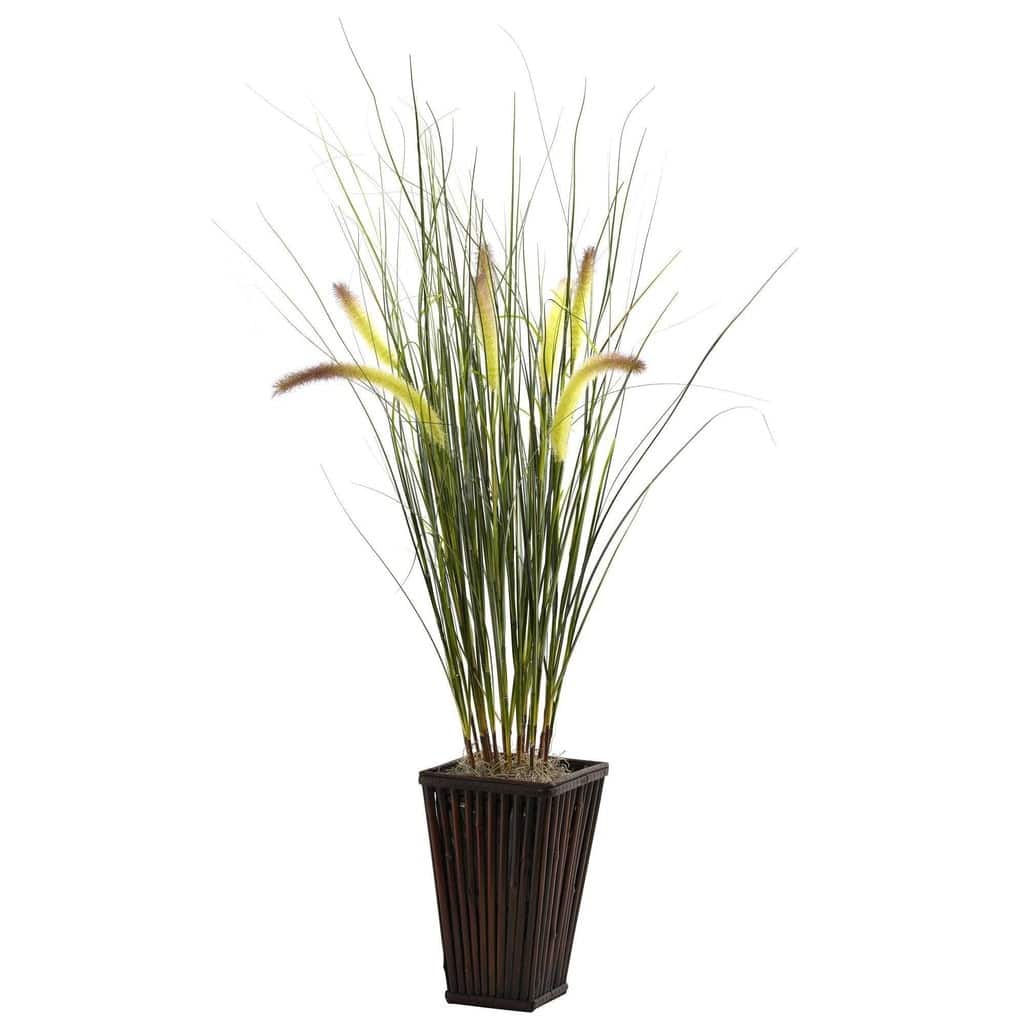 Grass w/Cattails & Bamboo Planter | Rental