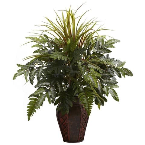 Mixed Grass & Fern w/Decorative Planter | Rental