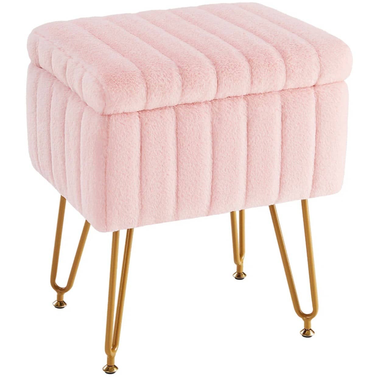 Kids Modern Light Pink Fur Square Stool | Rental