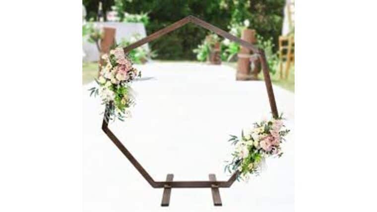 Wooden Heptagon Backdrop Arch | Brown | Rental Wooden Heptagon Backdrop Arch | Brown | Rental