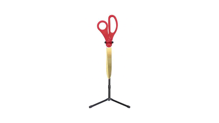 Giant Red Scissors 26″ with Stand | Ceremony Prop Large Red Handle Scissors & Stand for Ribbon Cutting | Rental