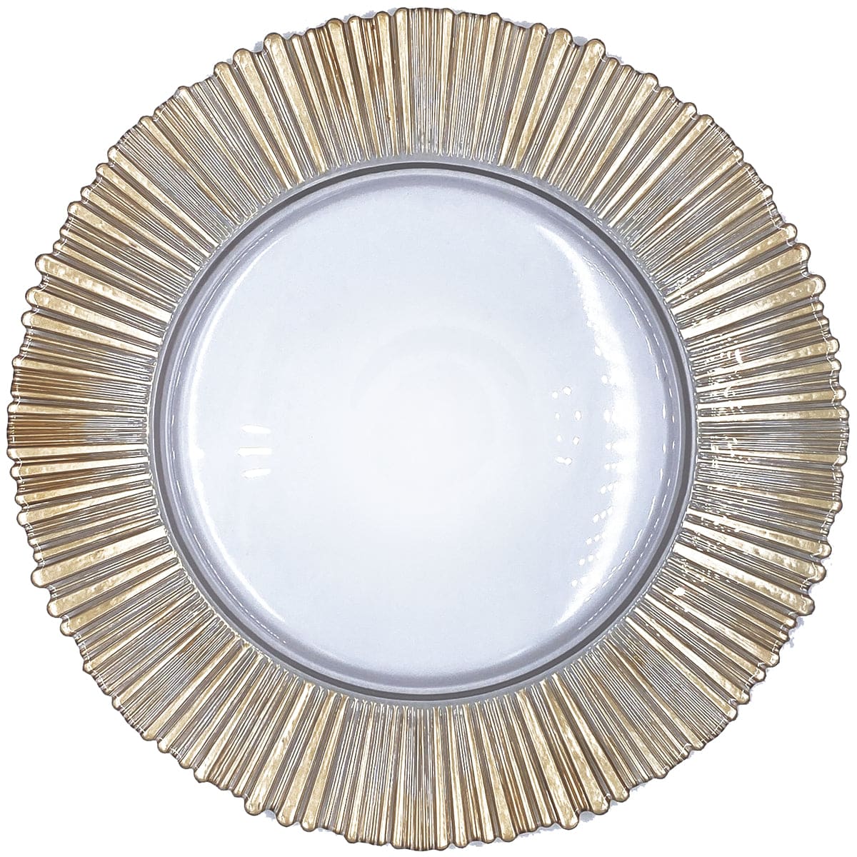 Solar – Glass Charger Plate in Gold (Item # 0309-B) | Rental Solar – Glass Charger Plate in Gold (Item # 0309-B) | Rental