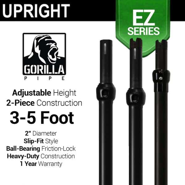 Black Anodized EZ Series – 2-Piece Adjustable Upright w/Slip-Lock (3ft-5ft) | Rental