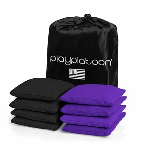 Weather Resistant Cornhole Bean Bags Set of 8 – Regulation Size & Weight – Purple & Black | Rental