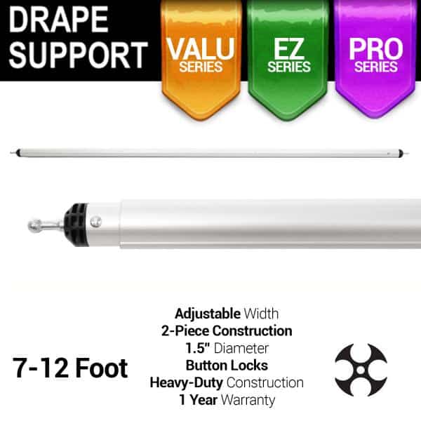 7-12ft Telescoping Drape Support w/ Button Stops at 8ft, 10ft w/ Versatop™ | Rental