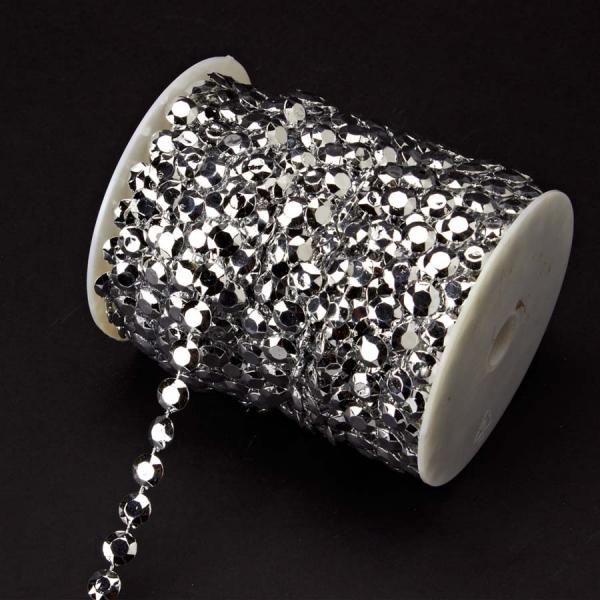 Decostar™ Silver Diamond Cut Beads – Garland Roll – 99ft | Rental