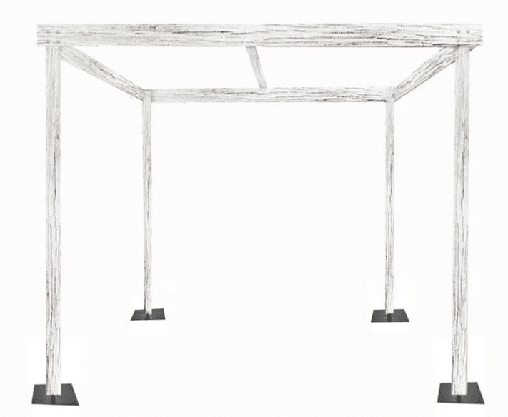 Cabana – 15′ x 15′ x 8’h White Rustic Wood Cabana | Rental