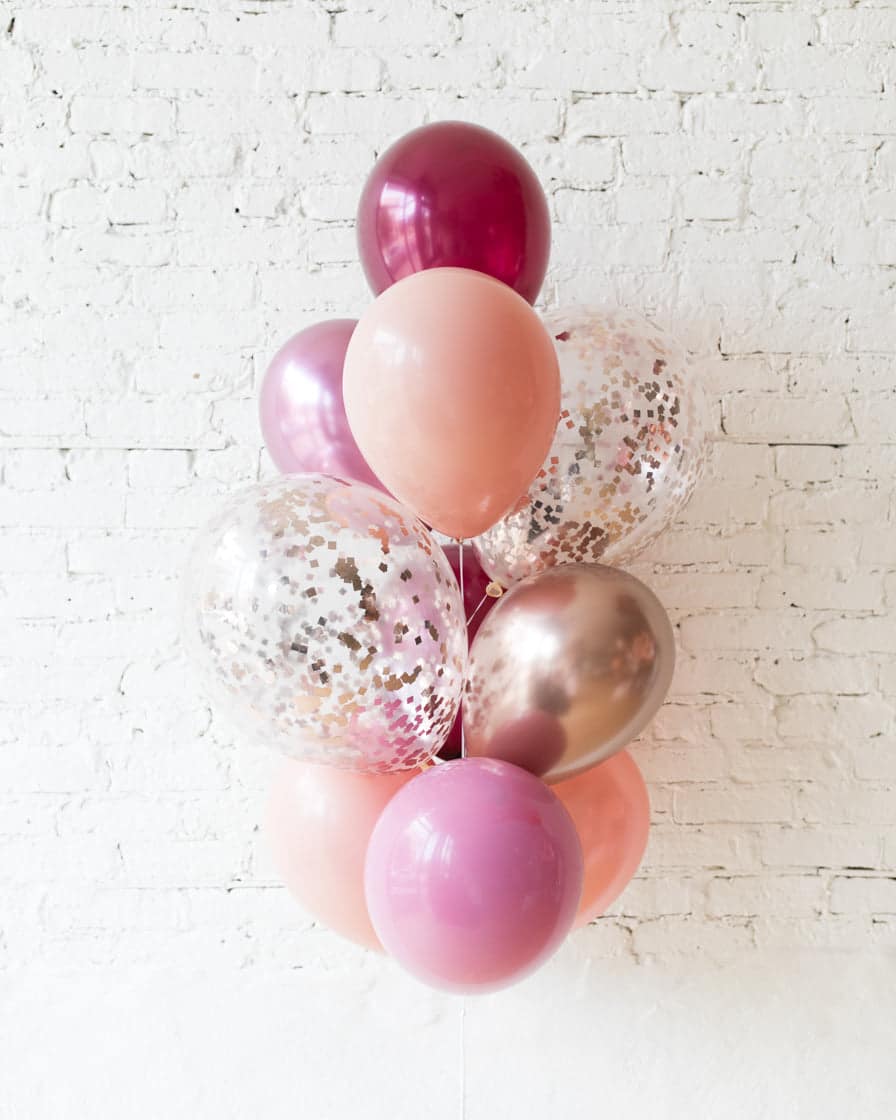 Berry Blush – Confetti and 11in Balloons – bouquet of 10 | Purchase