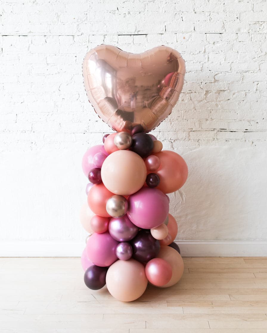 Berry Blush – Heart Balloon Column – 4ft | Purchase