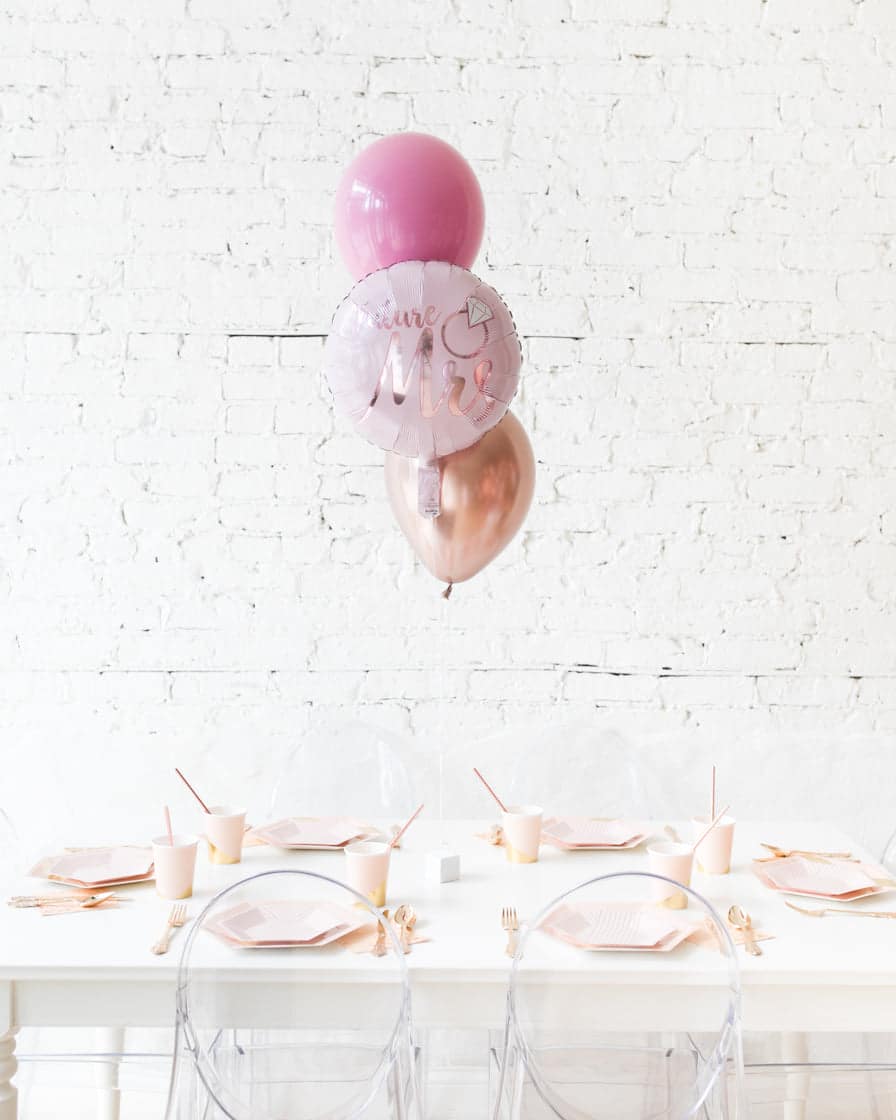 Berry Blush – Future Mrs. Foil and 11in Balloons Centerpiece – bouquet of 3 | Purchase