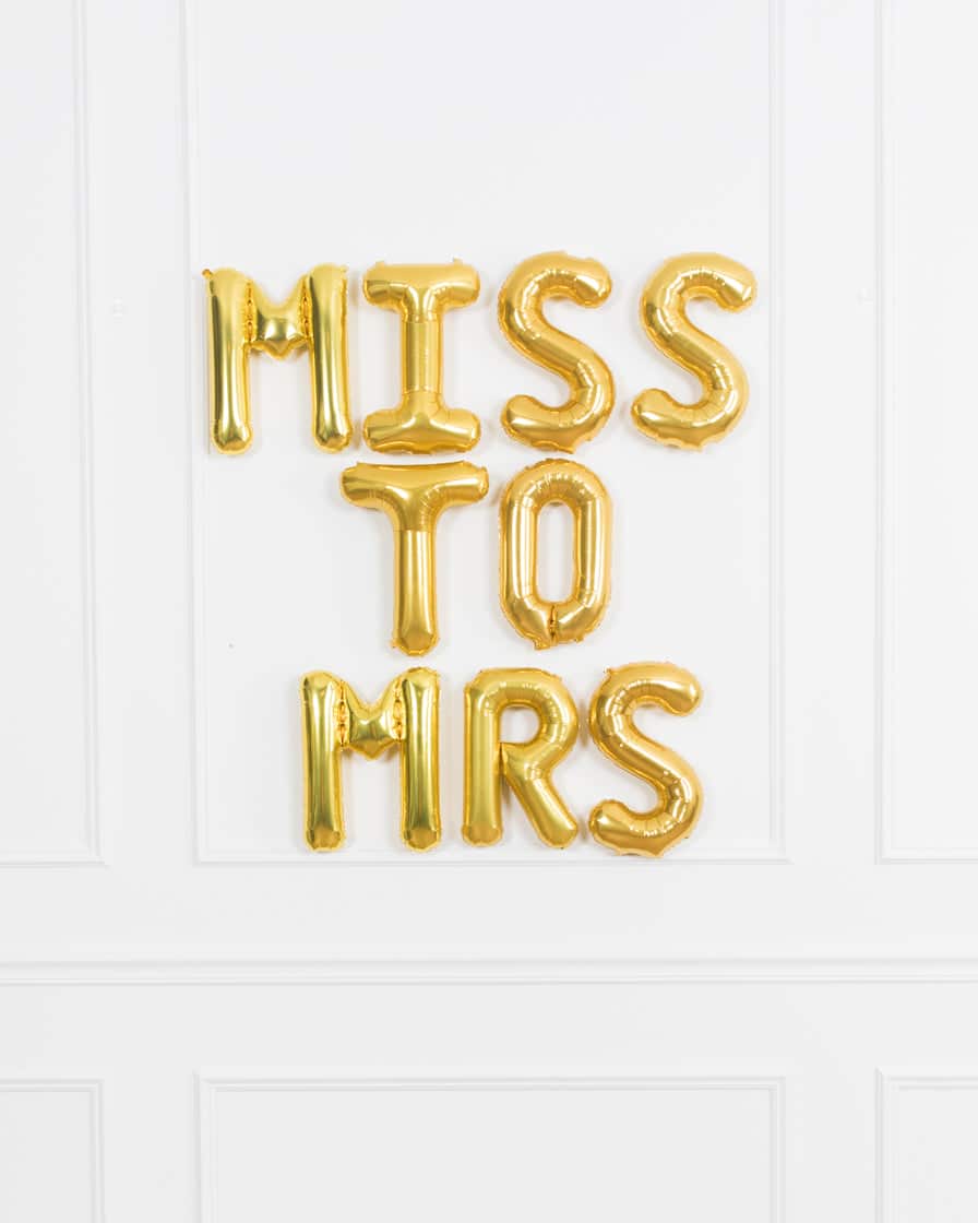 16in Gold MISS TO MRS Foil Balloon Set | Purchase