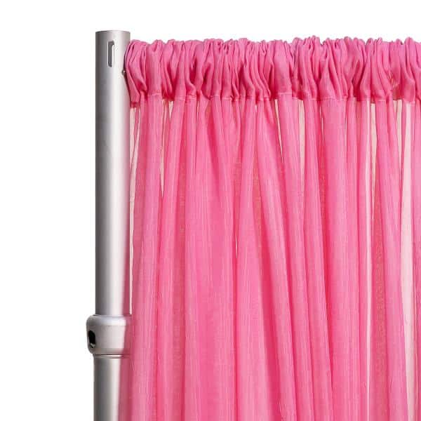 *FR* Crushed Sheer Voile Curtain Panel by Eastern Mills w/ 4″ Pockets – 10ft Wide – Bubble Gum Pink | Rental