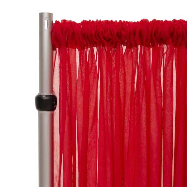 *FR* Crushed Sheer Voile Curtain Panel by Eastern Mills w/ 4″ Pockets – 10ft Wide – Red | Rental