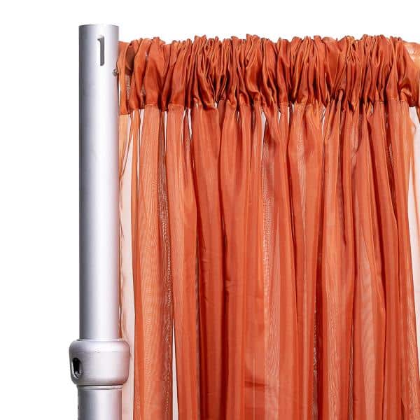 *FR* 10ft Wide Sheer Voile Curtain Panel by Eastern Mills w/ 4″ Pockets – Rust | Rental
