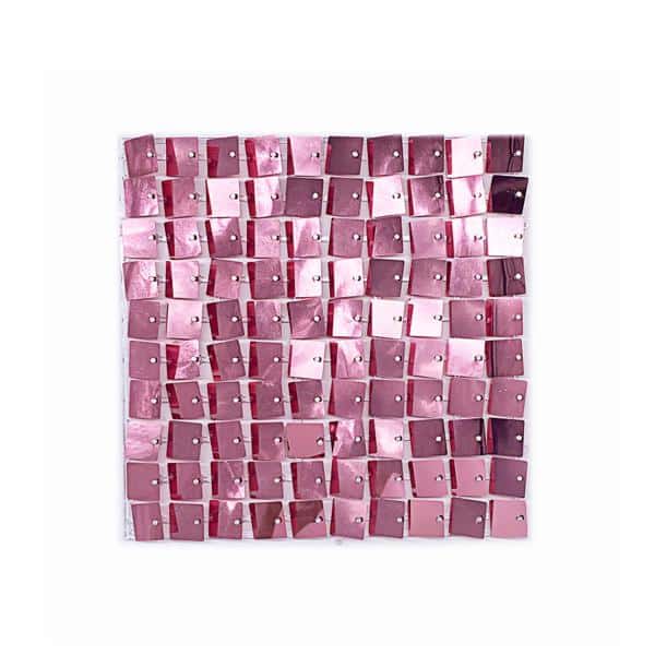 Easy Connect Shimmer Wall Panels w/ Transparent Grid Backing & Square Sequins – 12 Tiles – Rose Gold / Blush | Rental