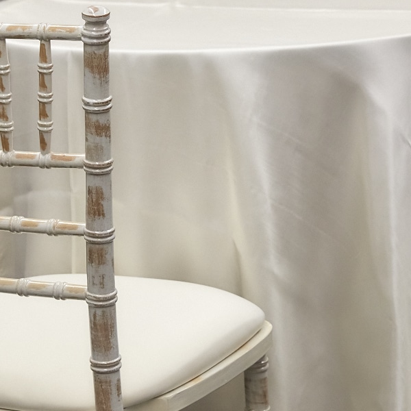 IVORY – Deco Satin Tablecloth by Eastern Mills – Size Options | Rental