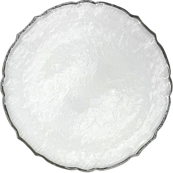 Ribbon – Glass Charger Plate in Silver (Item # 0296) | Rental Ribbon – Glass Charger Plate in Silver (Item # 0296) | Rental