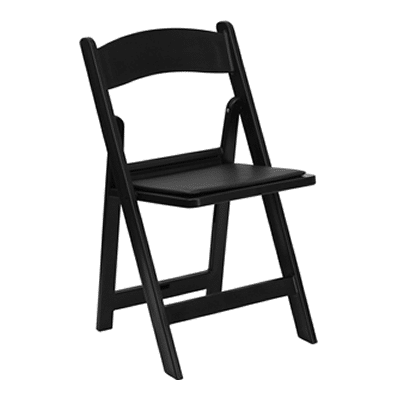 FirmFold™ Resin Folding Chair w/ Vinyl Padded Seat – 1000 lb Capacity – Black | Rental