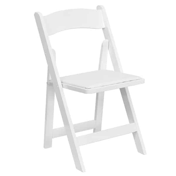 FirmFold™ Wood Folding Chair w/ Vinyl Padded Seat – White | Rental