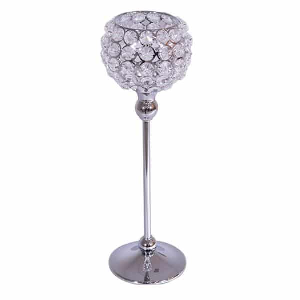 DecoStar™ Real Crystal Goblet/Candle holder -LG 13.5″ tall | Rental