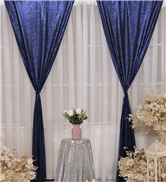Drapery – Sequin Curtain Backdrop – 8′ x 8′  Navy Blue | Rental