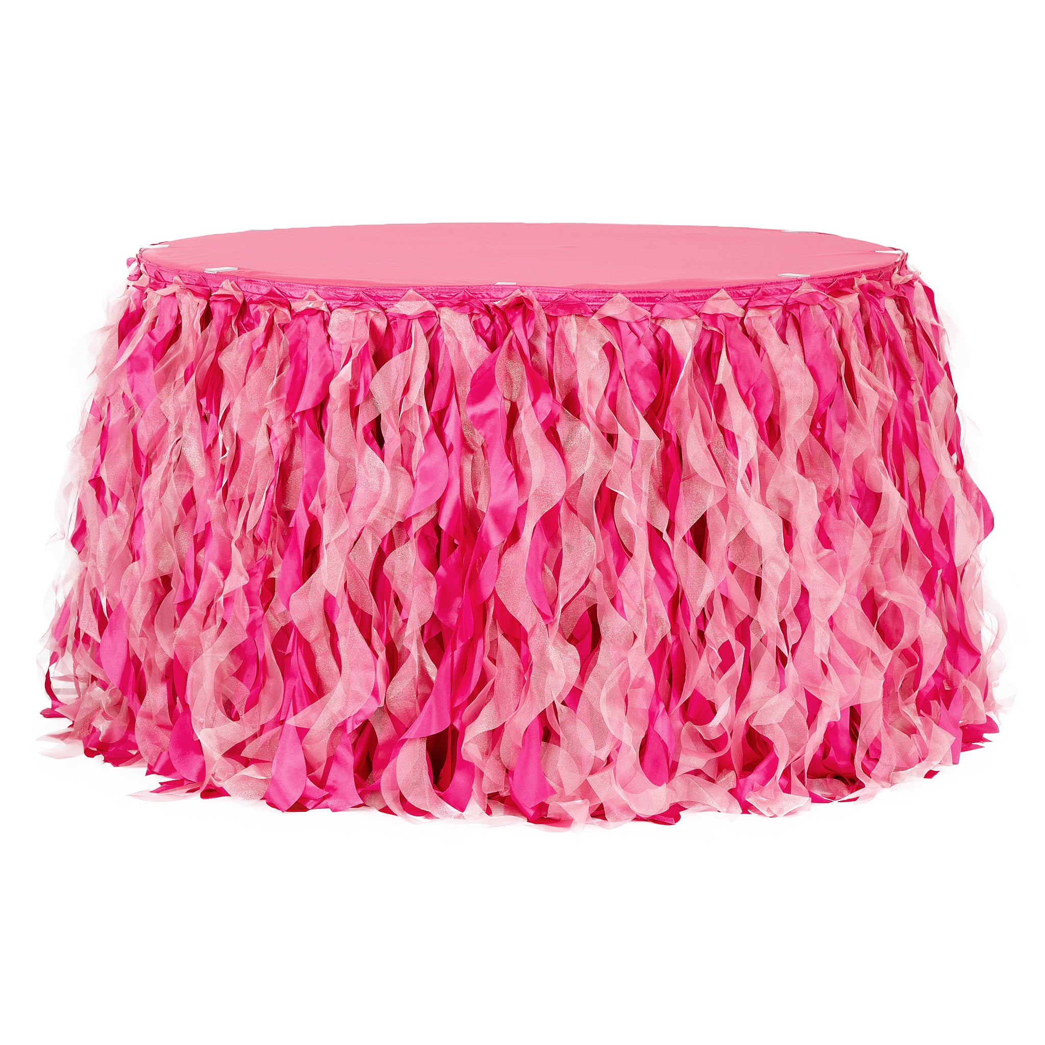 Curly Willow 14ft Table Skirt – Fuchsia | Rental