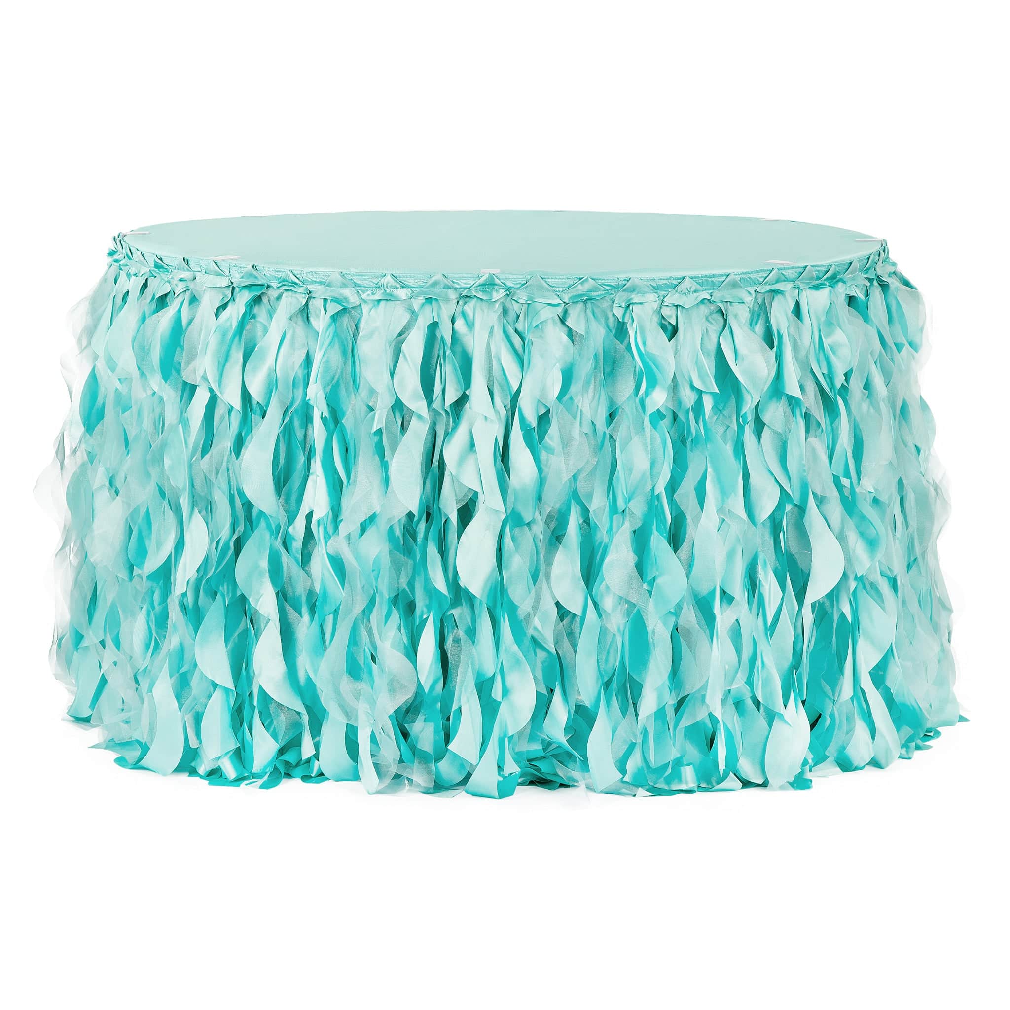 Curly Willow 14ft Table Skirt – Turquoise | Rental
