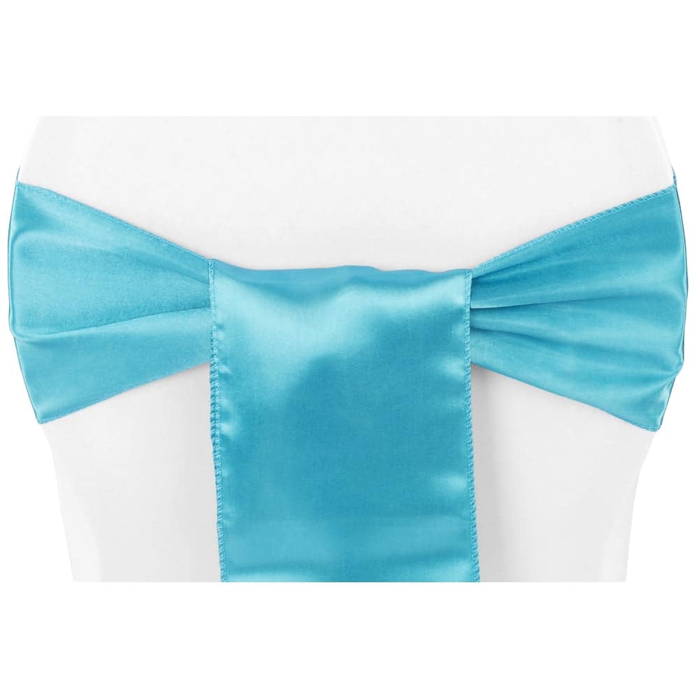 Standard Satin Chair Sash – Aqua Blue | Rental