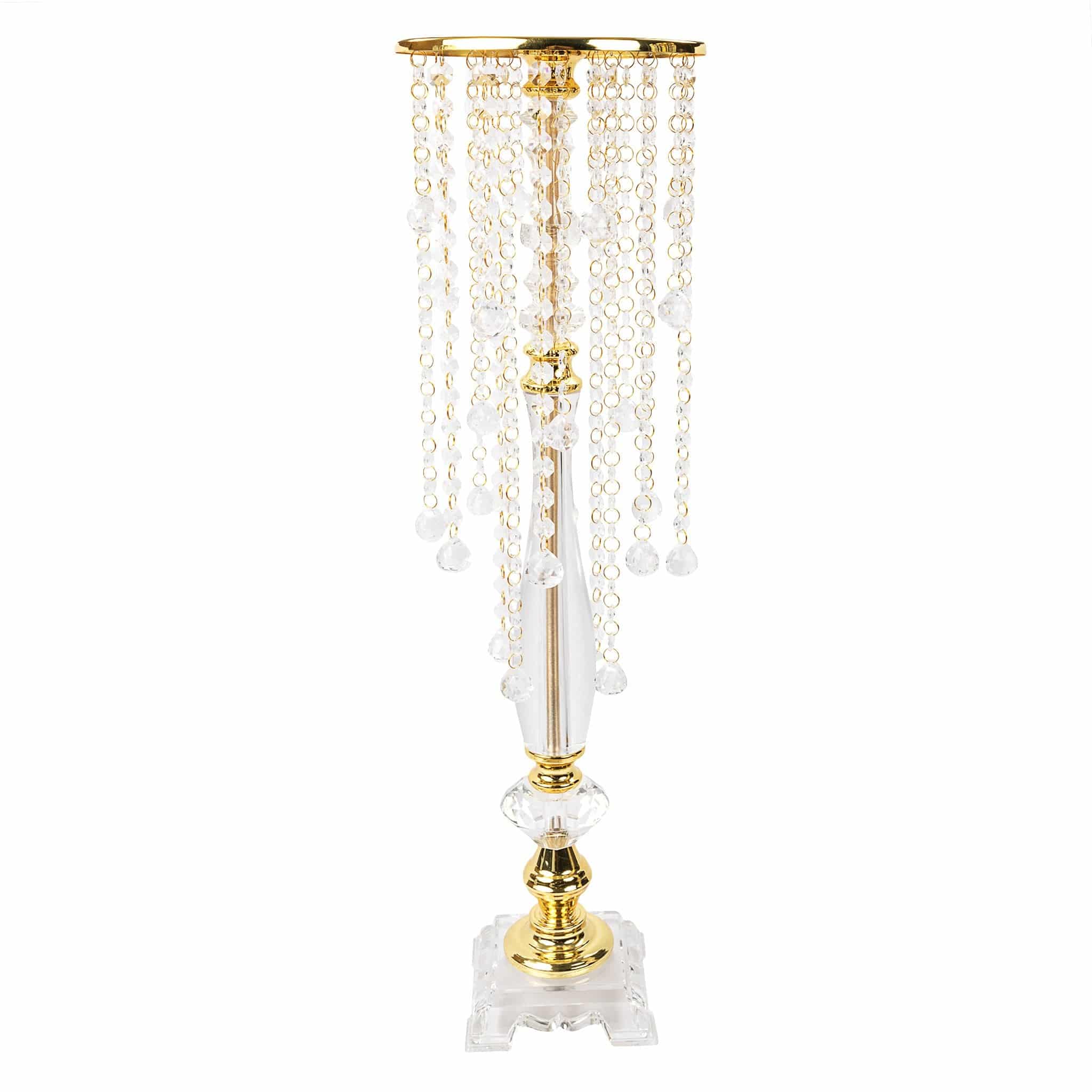 Acrylic Crystal Drop Centerpiece – Gold | Rental