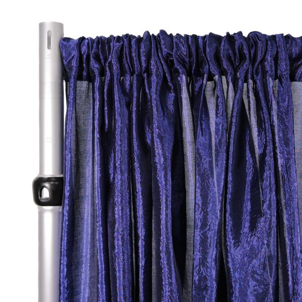*FR* Extra Wide Crushed Taffeta “Tergalet” Drape Panel by Eastern Mills 9ft Wide w/ 4″ Sewn Rod Pocket – Navy | Rental