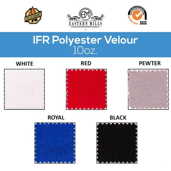 10oz. Inherently Fire Retardant Polyester Velour by the Yard – 60″ Wide – Choice of Colors | Rental