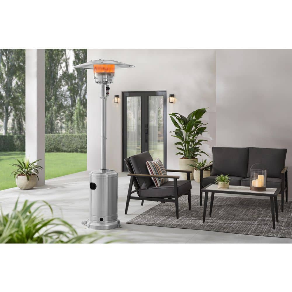 Hampton Bay — 48000 BTU Stainless Steel Propane Standing Patio Heater with Wheels | Rental