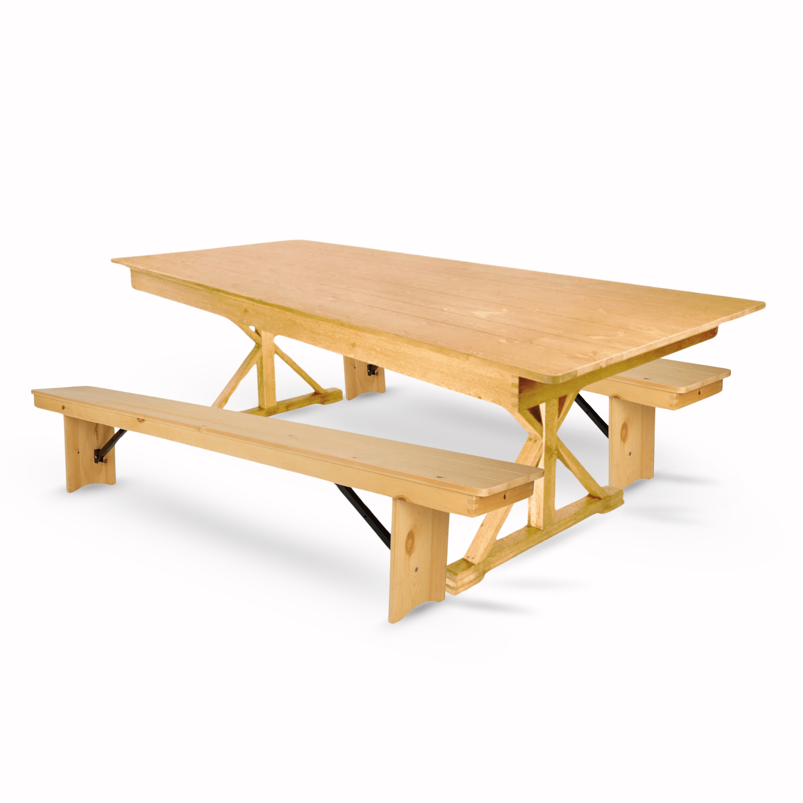 natural x leg farm table dining set with 2 benches 2