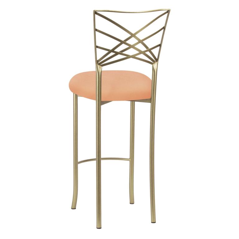 Gold Fanfare Barstool with Cantaloupe Stretch Knit Cushion – Chameleon Chair Collection | Rental