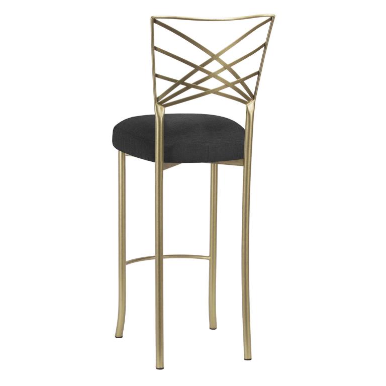 Gold Fanfare Barstool with Charcoal Linette Boxed Cushion – Chameleon Chair Collection | Rental