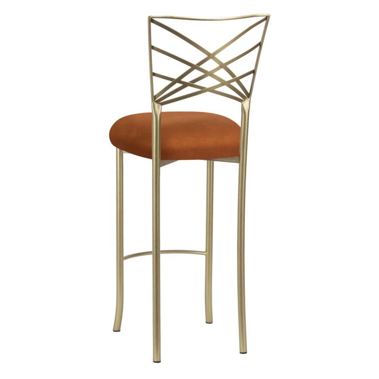 Gold Fanfare Barstool with Copper Suede Cushion – Chameleon Chair Collection | Rental
