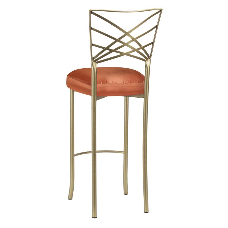 Gold Fanfare Barstool with Orange Taffeta Boxed Cushion – Chameleon Chair Collection | Rental