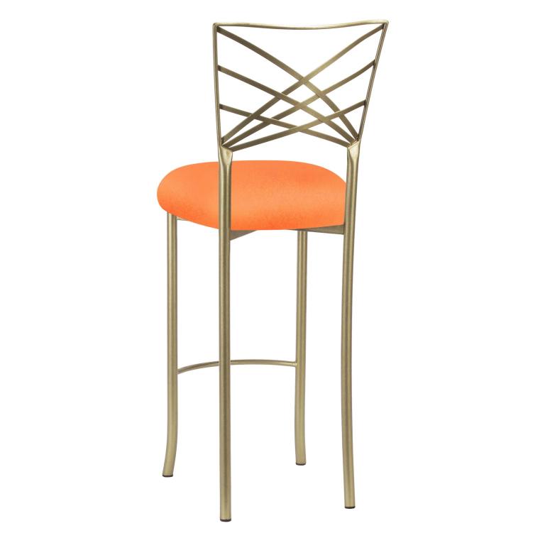 Gold Fanfare Barstool with Tangerine Stretch Knit Cushion – Chameleon Chair Collection | Rental