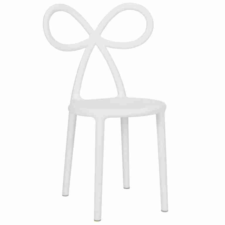 Kids White Resin Bow Chair with Round Seat | Rental