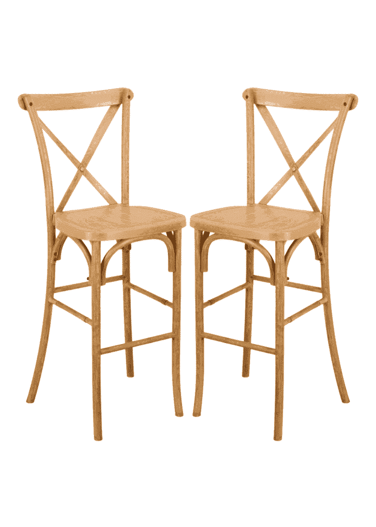 Natural Resin Steel Skeleton™ Cross Back Barstool – 2 Pack – Some Assembly Required | Rental