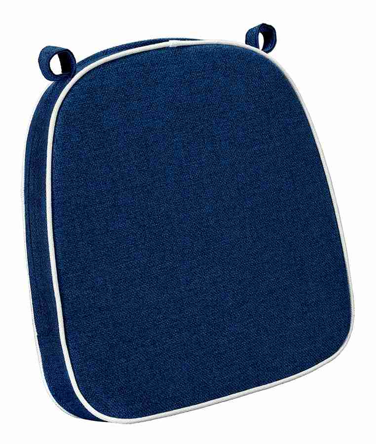 Navy Blue with White Piping 2.5″ Thick Chair Cushion – World’s Best Cushions | Rental
