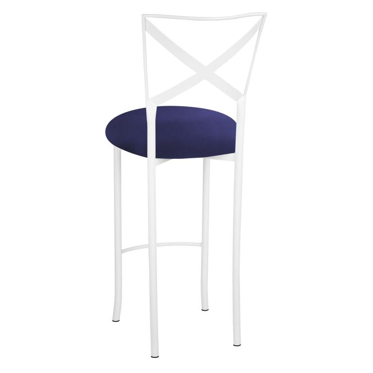 Simply X White Barstool with Navy Stretch Knit Cushion – Chameleon Chair Collection | Rental Simply X White Barstool with Navy Stretch Knit Cushion – Chameleon Chair Collection | Rental